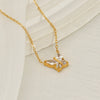 Stainless Steel Women's Light Luxury Niche Allmatch Highend Butterfly Zircon Pendant Necklace With Animal Zodiac Design