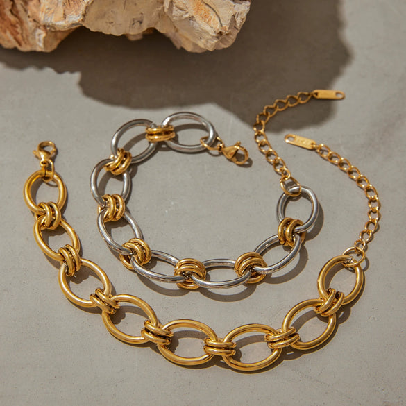 Stainless Steel Women's Light Luxury Niche Design Geometric Bracelet With Electroplating