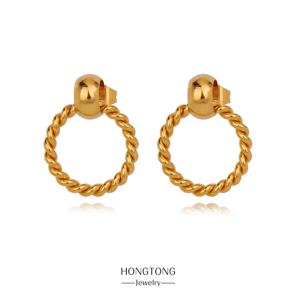 Stainless Steel Women's Natural Style Earrings With Bow And Geometric Pattern Electroplated
