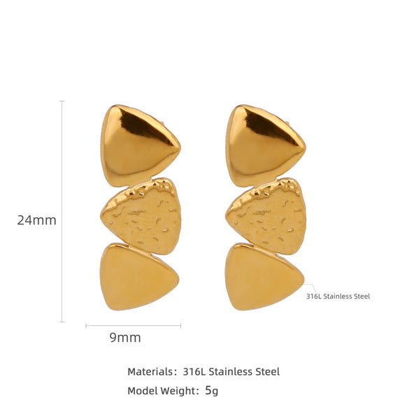 Stainless Steel Women's Natural Style Earrings With Bow And Geometric Pattern Electroplated