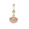 Stainless Steel Women's Navel Ring With Starfish And Star Shaped Pendant Electroplated