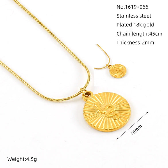 316L Stainless Steel Women's Necklace With Boat Anchor Joker Retro Snake Pendant Electroplating Geometric Animal Zodiac Design