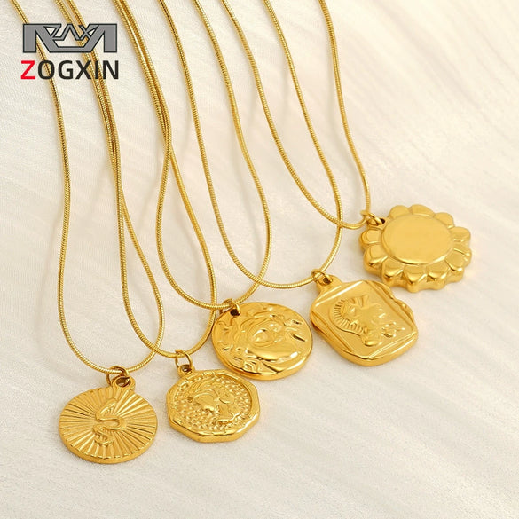 316L Stainless Steel Women's Necklace With Boat Anchor Joker Retro Snake Pendant Electroplating Geometric Animal Zodiac Design