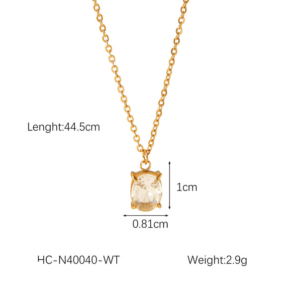 Stainless Steel Women's Necklaces Inlaid Zircon Geometric Style