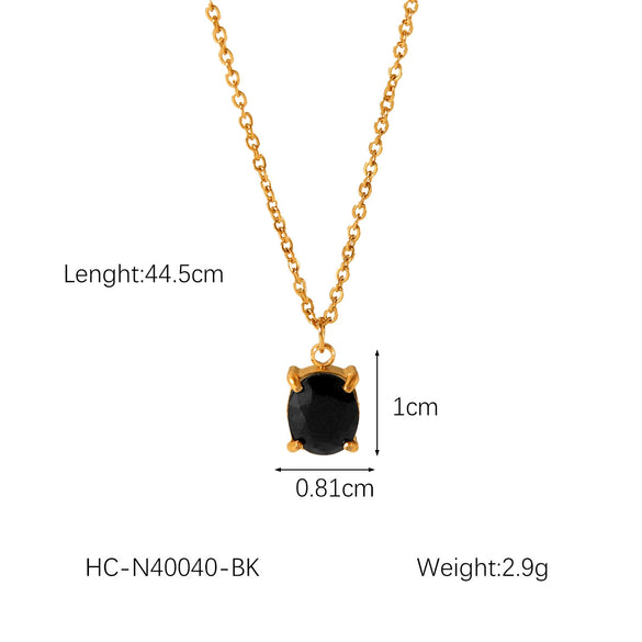 Stainless Steel Women's Necklaces Inlaid Zircon Geometric Style