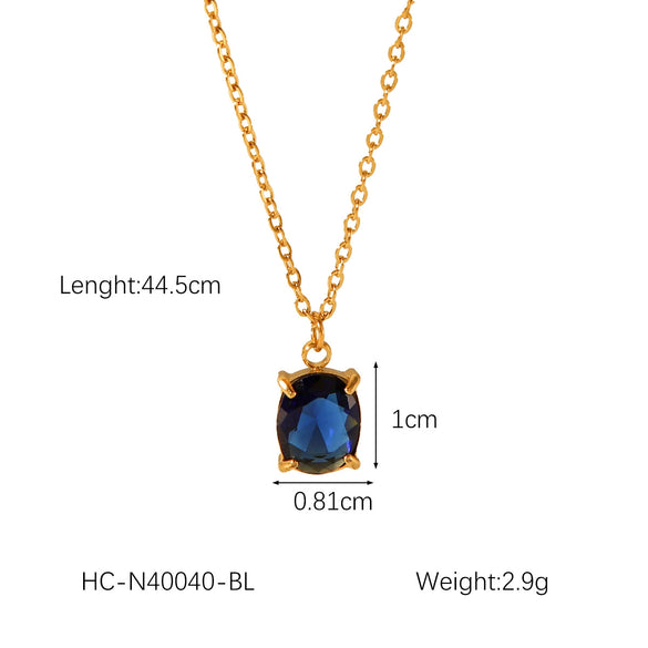 Stainless Steel Women's Necklaces Inlaid Zircon Geometric Style