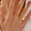 Stainless Steel Women's Opening Adjustable Letter Ring With Electroplating Simple Fashion Niche Style
