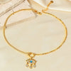 Stainless Steel Women's Personality Drop Shape Pendant Necklace With Snake Bone Chain And Electroplating