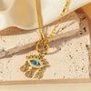 Stainless Steel Women's Personality Drop Shape Pendant Necklace With Snake Bone Chain And Electroplating