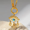 Stainless Steel Women's Personality Drop Shape Pendant Necklace With Snake Bone Chain And Electroplating