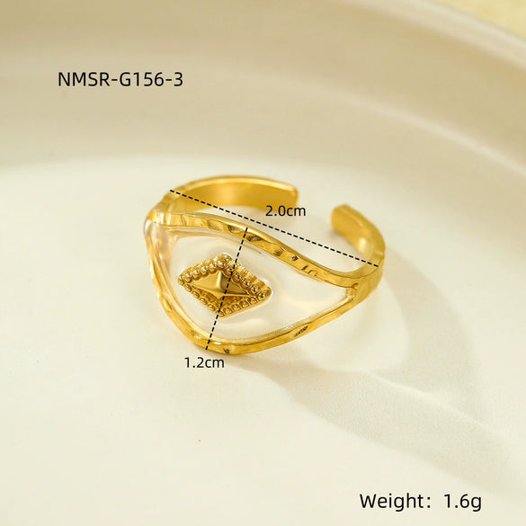 Stainless Steel Women's Ring With Flower Pattern And Electroplating Light Luxury Style