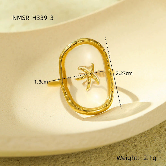 Stainless Steel Women's Ring With Flower Pattern And Electroplating Light Luxury Style