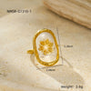 Stainless Steel Women's Ring With Flower Pattern And Electroplating Light Luxury Style