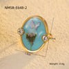 Stainless Steel Women's Ring With Geometric Love Glue Bow And Dried Flower Zircon Light Luxury Style Electroplated