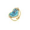 Stainless Steel Women's Ring With Geometric Love Glue Bow And Dried Flower Zircon Light Luxury Style Electroplated