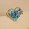 Stainless Steel Women's Ring With Geometric Love Glue Bow And Dried Flower Zircon Light Luxury Style Electroplated
