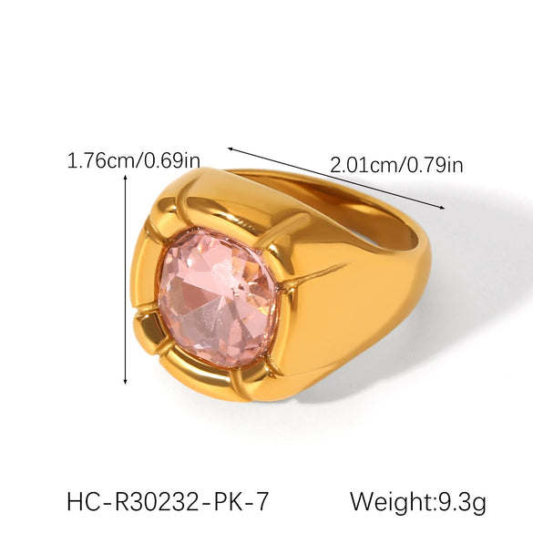 Stainless Steel Women's Rings Inlaid With Zircon Geometric Style Jewelry
