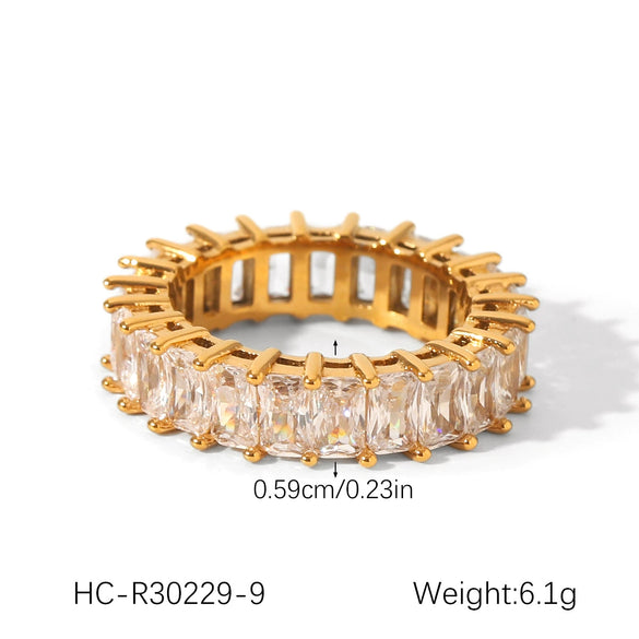 Stainless Steel Women's Rings Inlaid With Zircon Geometric Style Jewelry