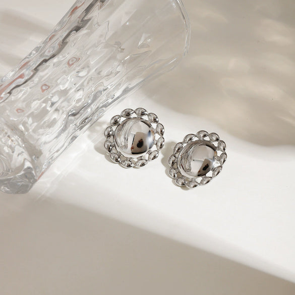 Stainless Steel Women's Simple Geometric Electroplated Sunflower Earrings