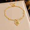 Stainless Steel Women's Stacked Doublelayer Chain Pendant Anklet With Star Pattern