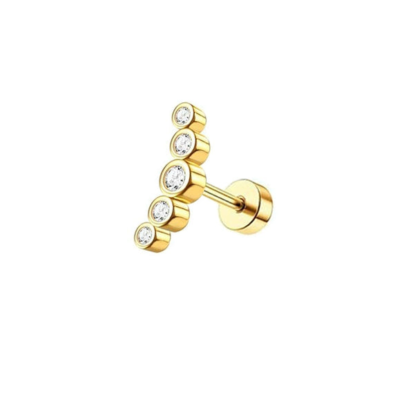 Stainless Steel Women's Star Shape Earrings With 14K Real Gold Plating