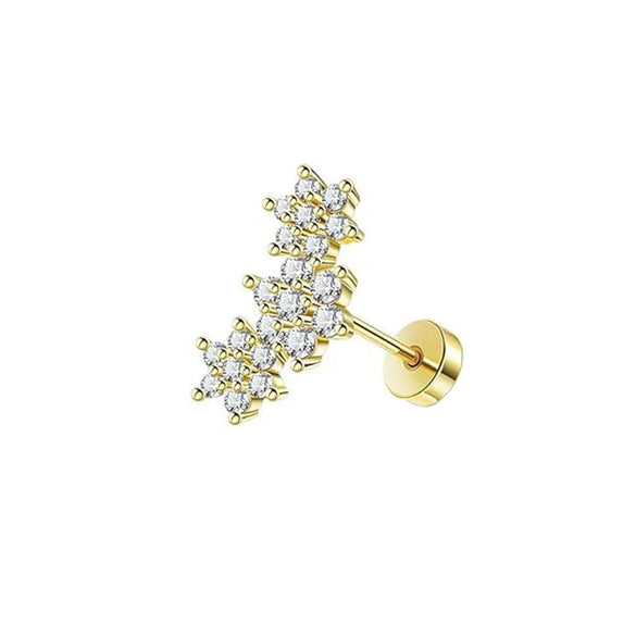 Stainless Steel Women's Star Shape Earrings With 14K Real Gold Plating