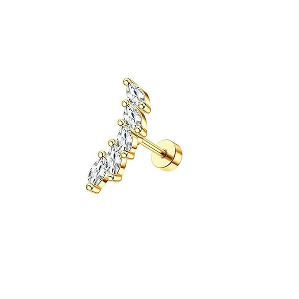 Stainless Steel Women's Star Shape Earrings With 14K Real Gold Plating