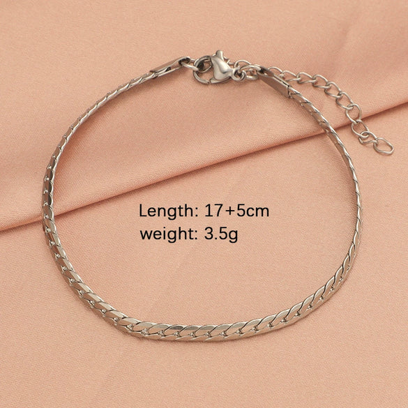 Stainless Steel Woven Flat Chain Electroplated Unisex Animal Style Bracelet Jewelry Accessories