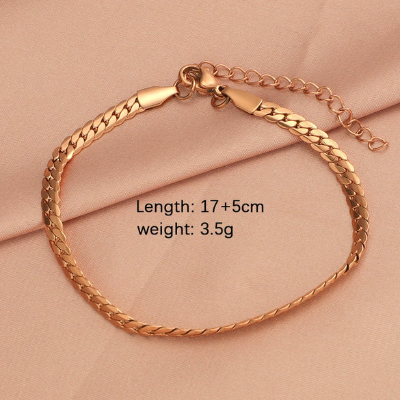 Stainless Steel Woven Flat Chain Electroplated Unisex Animal Style Bracelet Jewelry Accessories
