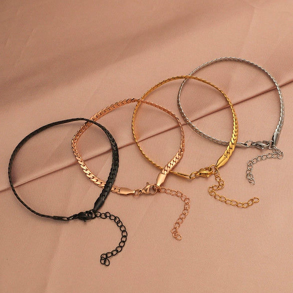 Stainless Steel Woven Flat Chain Electroplated Unisex Animal Style Bracelet Jewelry Accessories