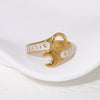 Stainless Steel Wrench Ring Electroplated With 18K Gold Trendy Cool Niche Design For Women