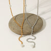 Stainless Steel Y Shaped Tassel Necklace With Geometric Pattern Round Bead Electroplated Women's Long Style