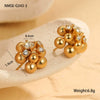 Stainless Steel Zircon Beads Geometric Flower Earrings With Electroplating For Women Fashion Style