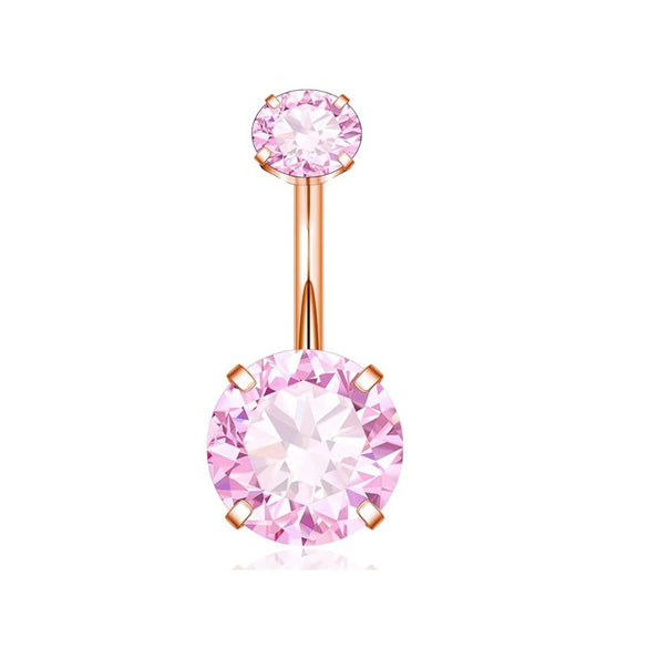 Stainless Steel Zircon Belly Button Ring And Nail Set With Star Pattern And Rose Gold Electroplating