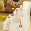 Stainless Steel Zircon Belly Button Ring And Nail Set With Star Pattern And Rose Gold Electroplating