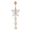Stainless Steel Zircon Belly Button Ring And Nail Set With Star Pattern And Rose Gold Electroplating
