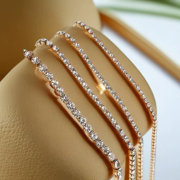 Stainless Steel Zircon Claw Chain Jewelry Necklace Bracelet Accessories
