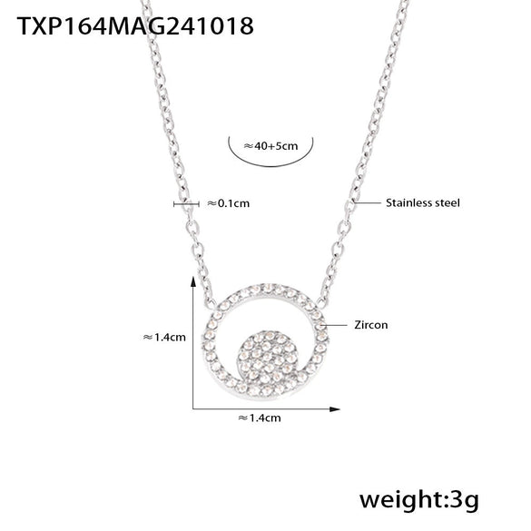 Stainless Steel Zircon Double Round Set Jewelry With Electroplating For Women Minimalist Style