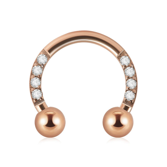 Stainless Steel Zircon Electroplated Gold Carved Inlaid Ushaped Earrings Nose Ring Ear Bone Ring
