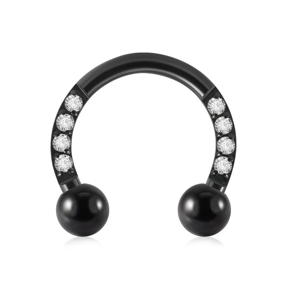 Stainless Steel Zircon Electroplated Gold Carved Inlaid Ushaped Earrings Nose Ring Ear Bone Ring