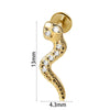 Stainless Steel Zircon Electroplated Heart Pattern Inner Tooth Lip Nail Snake Leaf Earrings
