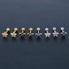 Stainless Steel Zircon Five Petal Flower Cartilage Stud Earrings Simple Compact Geometric Piercing Earrings For Unisex