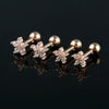 Stainless Steel Zircon Five Petal Flower Cartilage Stud Earrings Simple Compact Geometric Piercing Earrings For Unisex