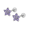 Stainless Steel Zircon Five Petal Flower Cartilage Stud Earrings Simple Compact Geometric Piercing Earrings For Unisex