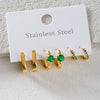 Stainless Steel Zircon Geometric Earrings Electroplated