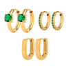 Stainless Steel Zircon Geometric Earrings Electroplated