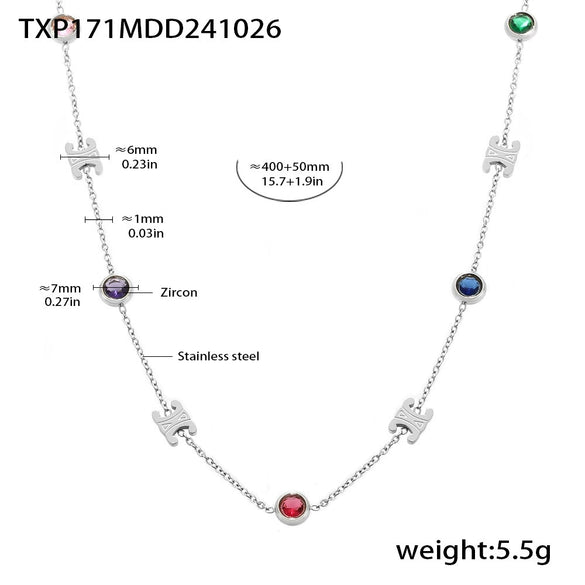 316L Stainless Steel Zircon Light Luxury Necklace Bracelet Suit Pvd Electroplated