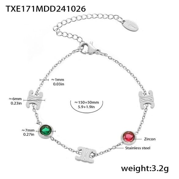 316L Stainless Steel Zircon Light Luxury Necklace Bracelet Suit Pvd Electroplated