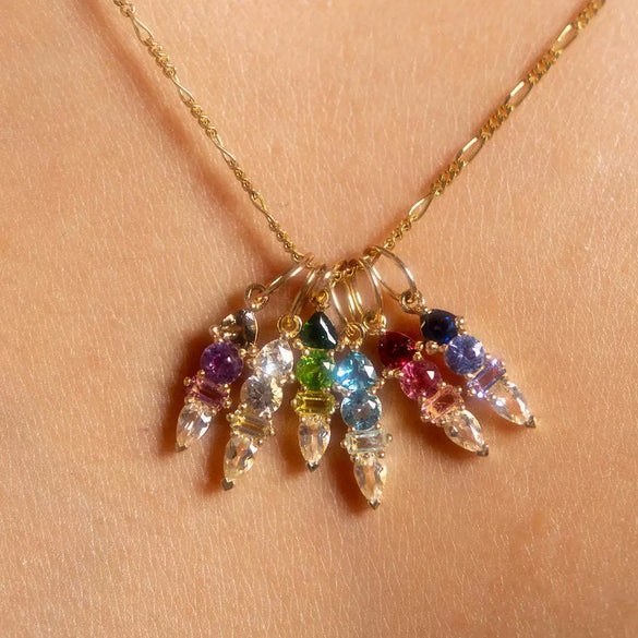 Stainless Steel Zircon Necklace Pendant Furnace Vacuum Plated 18K Gold Birthstone Valentine's Day Style