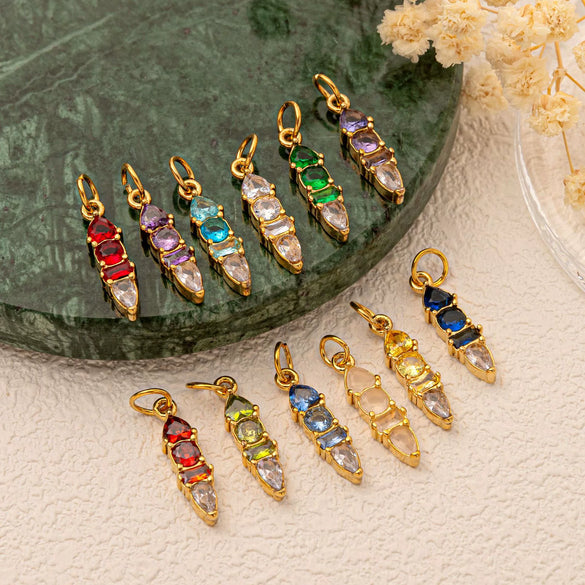 Stainless Steel Zircon Necklace Pendant With Vacuum Electroplated 18K Gold For December Birthstone Or Valentine's Day